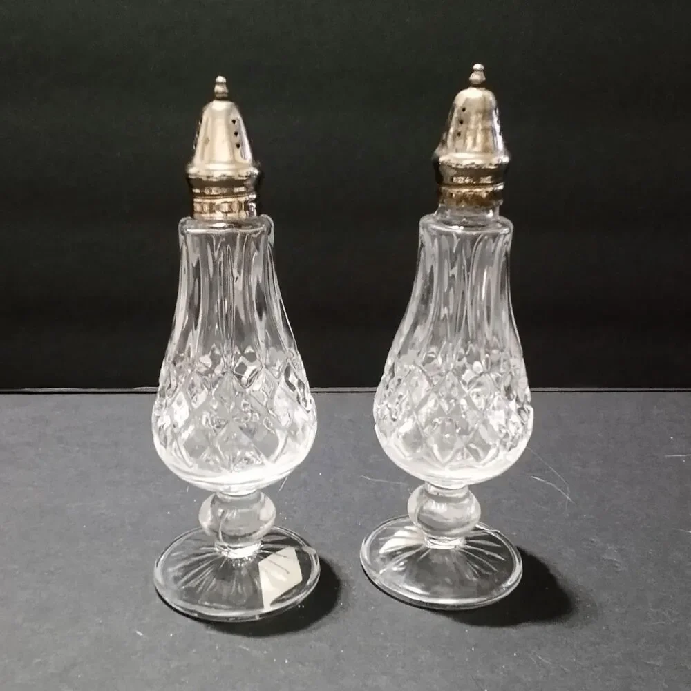 Shannon Crystal Diamond Panel Ball Stem Salt & Pepper Shakers 7